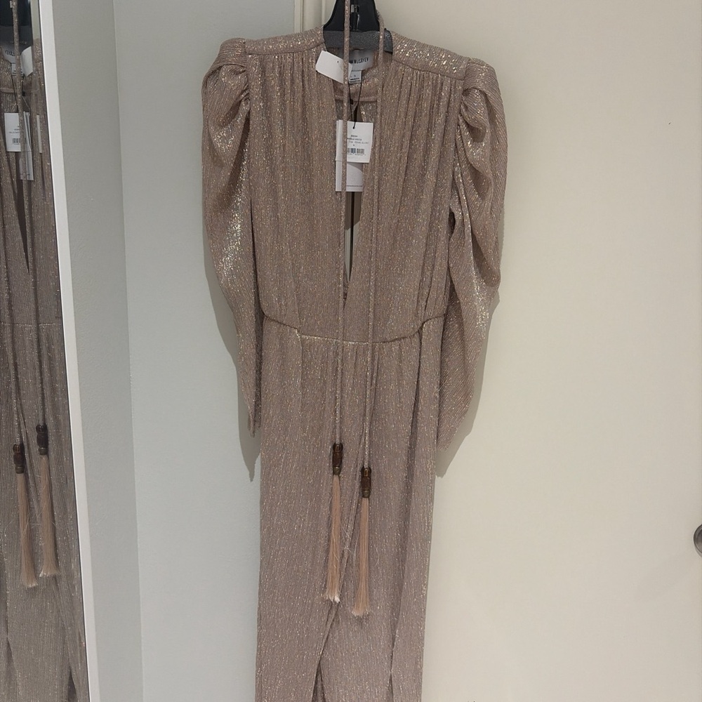 Sabina Musayev Pearl Blush Metallic Dress